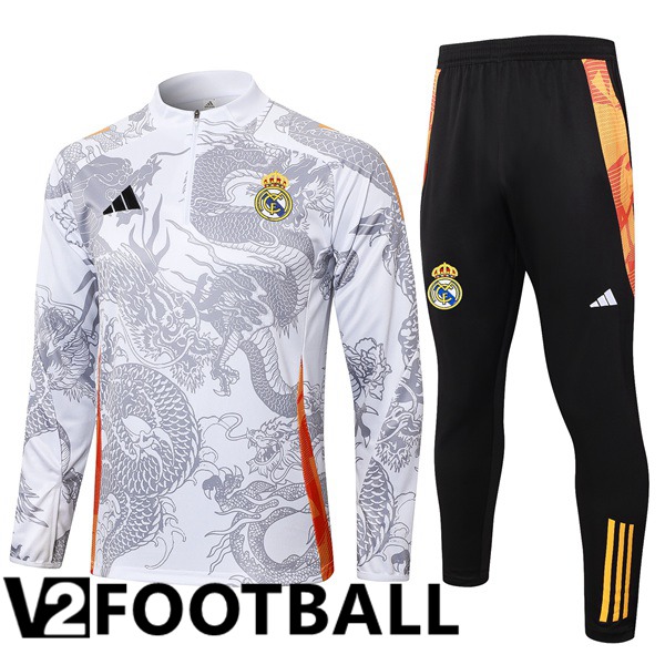 Real Madrid Kids kit Training Tracksuit White 2024/2025