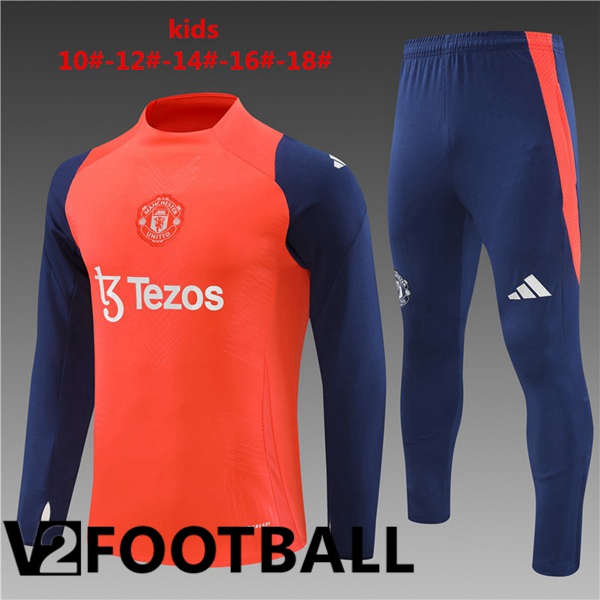 Manchester United Kids kit Training Tracksuit Orange 2024/2025