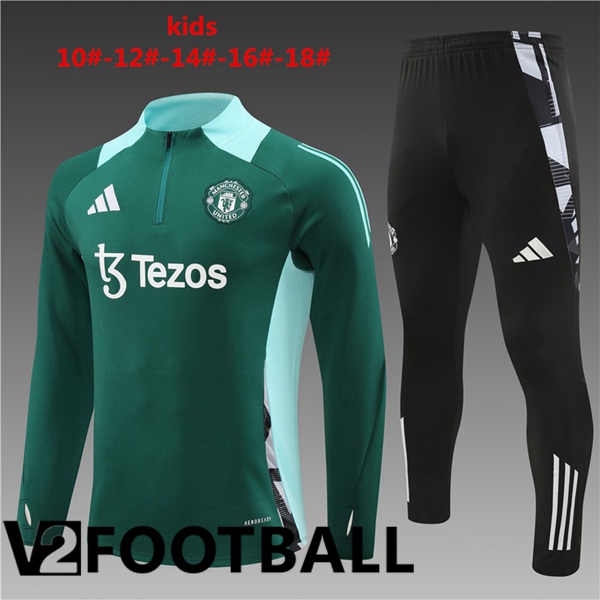 Manchester United Kids kit Training Tracksuit Green 2024/2025