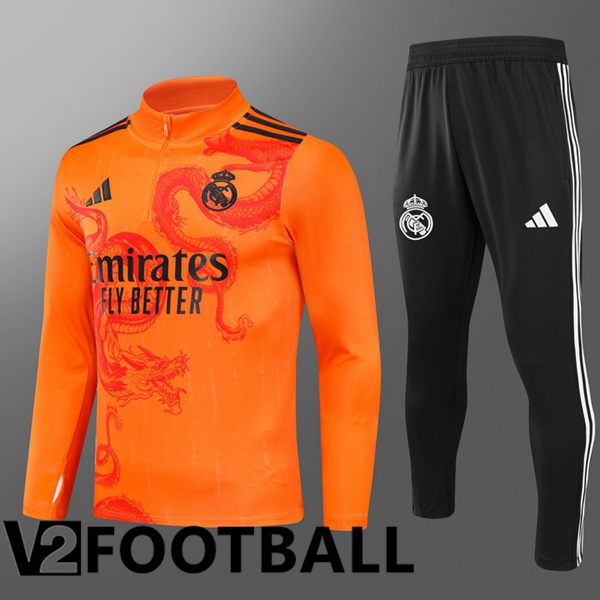 Real Madrid Kids kit Training Tracksuit Orange 2024/2025