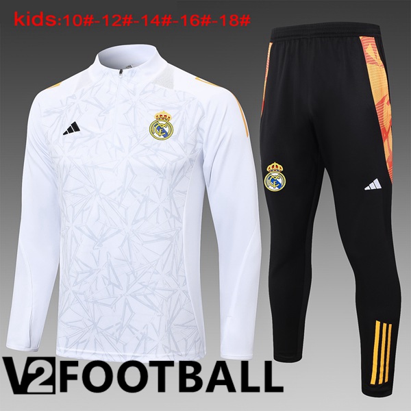 Real Madrid Kids kit Training Tracksuit White 2024/2025