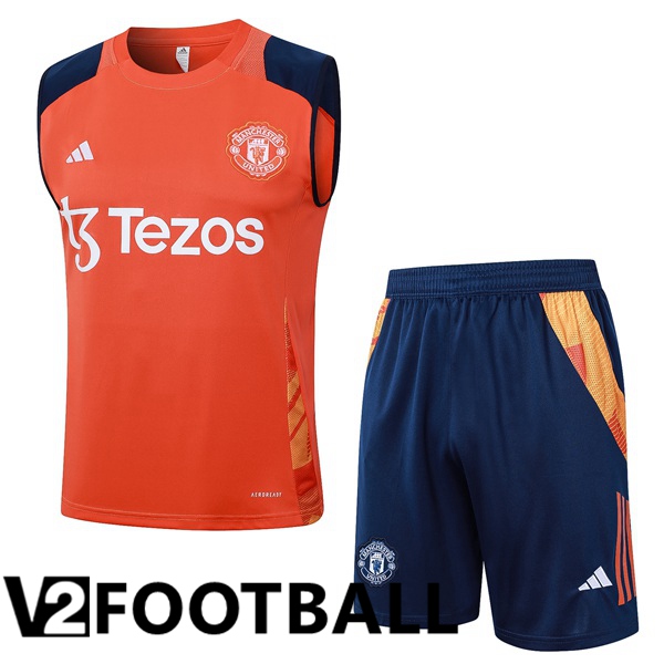 Manchester United Gilet Soccer + Shorts Orange 2024/2025