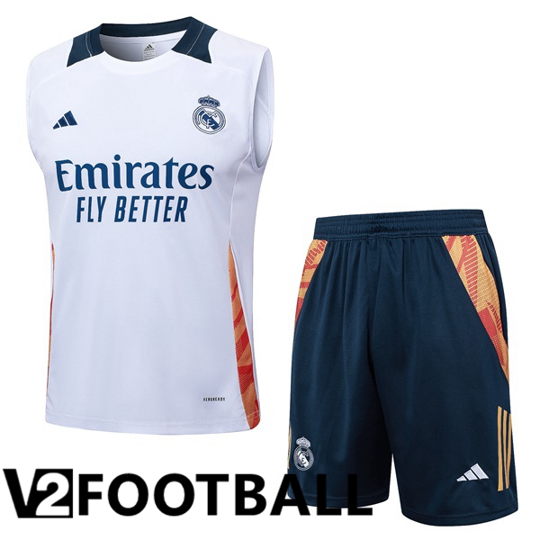 Real Madrid Gilet Soccer + Shorts White 2024/2025