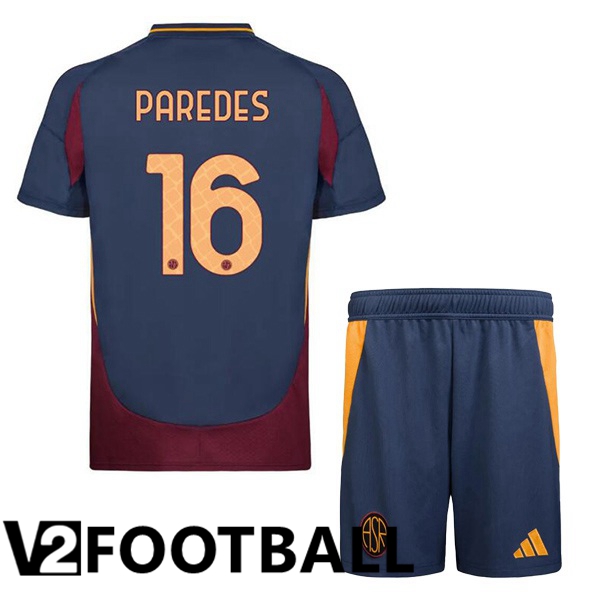 AS Rome (PAREDES 16) Kids Third Soccer Shirt Blue Royal 2024/2025