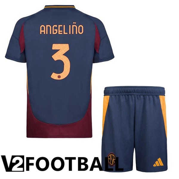 AS Rome (ANGELIÑO 3) Kids Third Soccer Shirt Blue Royal 2024/2025