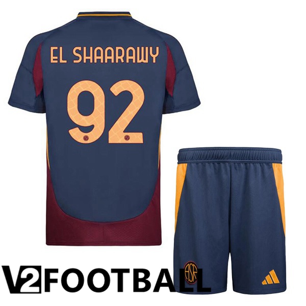 AS Rome (EL SHAARAWY 92) Kids Third Soccer Shirt Blue Royal 2024/2025