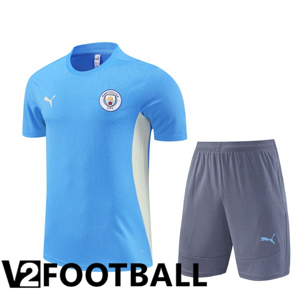 Manchester City kit Training T Shirt + Shorts Blue 2024/2025