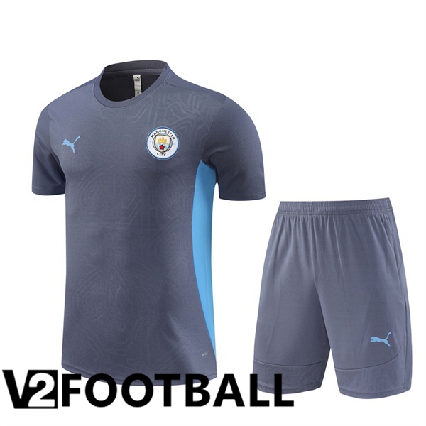 Manchester City kit Training T Shirt + Shorts Grey 2024/2025