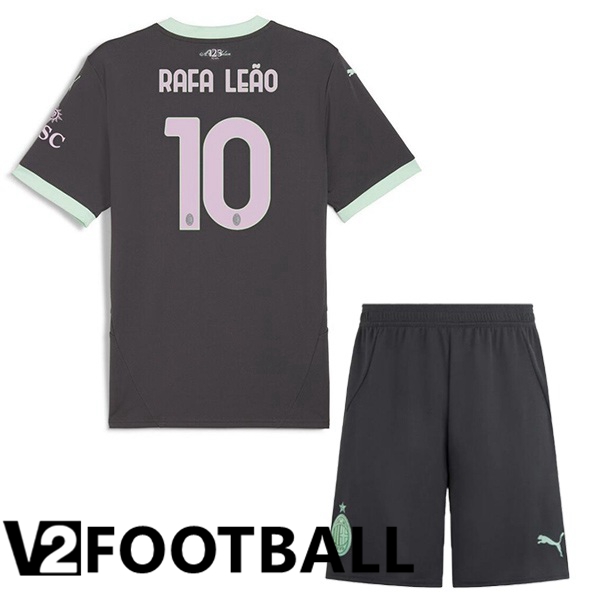 AC Milan (Rafa Leão 10) Kids Third Soccer Shirt Black 2024/2025