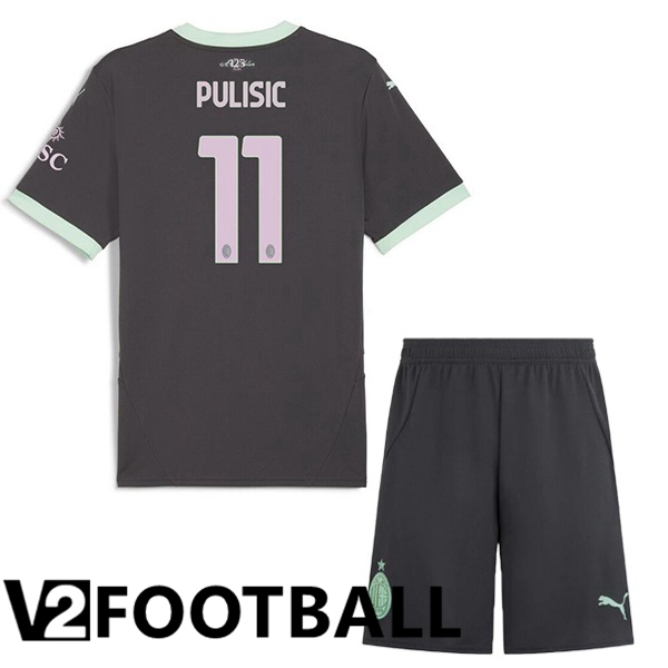 AC Milan (Pulisic 11) Kids Third Soccer Shirt Black 2024/2025