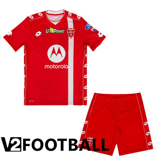 AC Monza Kids Home Soccer Shirt Red 2024/2025