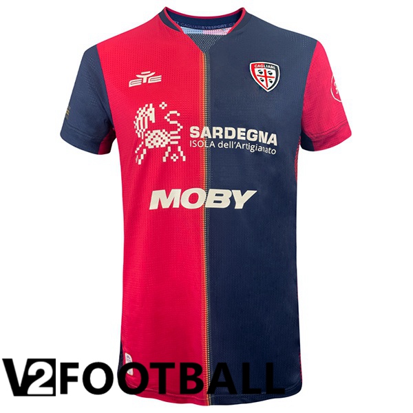 Cagliari Calcio Home Soccer Shirt Blue Red 2024/2025