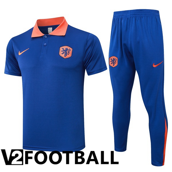 Netherlands Soccer Polo + Training Pants Blue 2024/2025