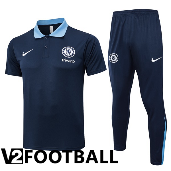 FC Chelsea Soccer Polo + Training Pants Blue Royal 2024/2025