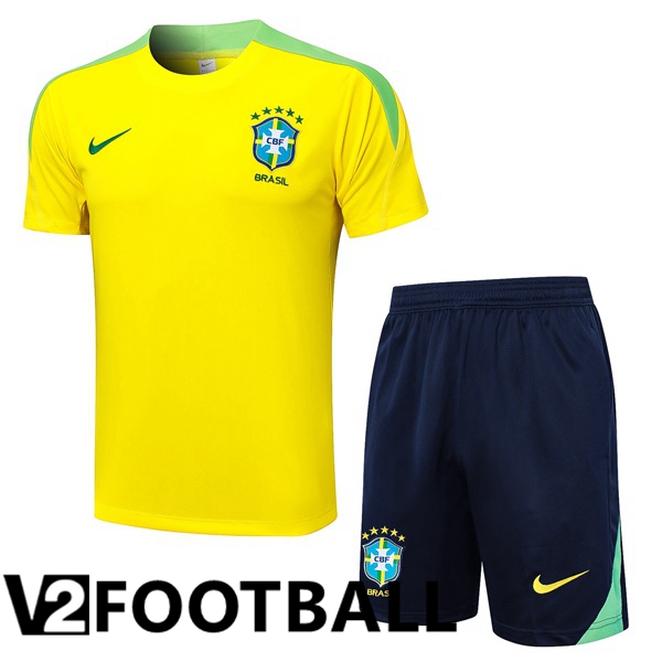 Brazil kit Training T Shirt + Shorts Yellow 2024/2025