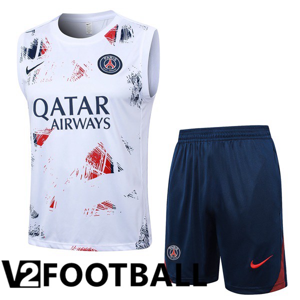 Paris PSG Gilet Soccer + Shorts White 2024/2025