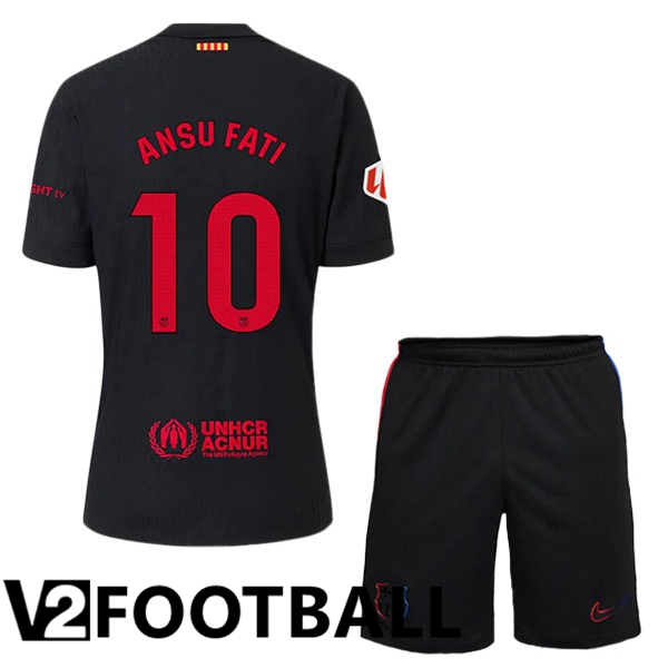 FC Barcelona (ANSU FATI 10) Kids Away Soccer Shirt Black 2024/2025