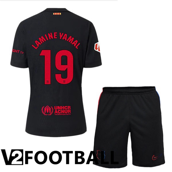 FC Barcelona (LAMINE YAMAL 19) Kids Away Soccer Shirt Black 2024/2025