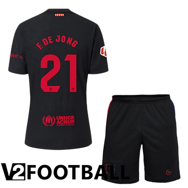 FC Barcelona (F. DE JONG 21) Kids Away Soccer Shirt Black 2024/2025