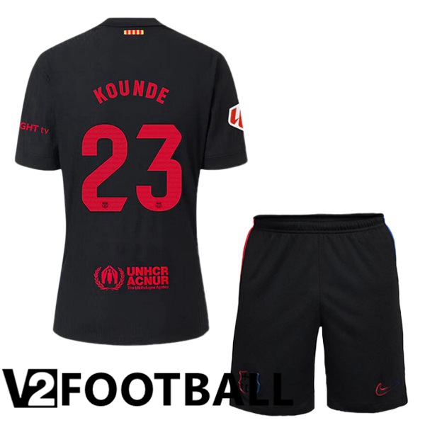 FC Barcelona (KOUNDE 23) Kids Away Soccer Shirt Black 2024/2025