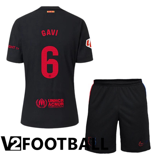 FC Barcelona (GAVI 6) Kids Away Soccer Shirt Black 2024/2025