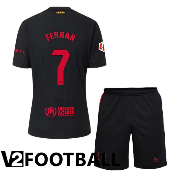 FC Barcelona (FERRAN 7) Kids Away Soccer Shirt Black 2024/2025