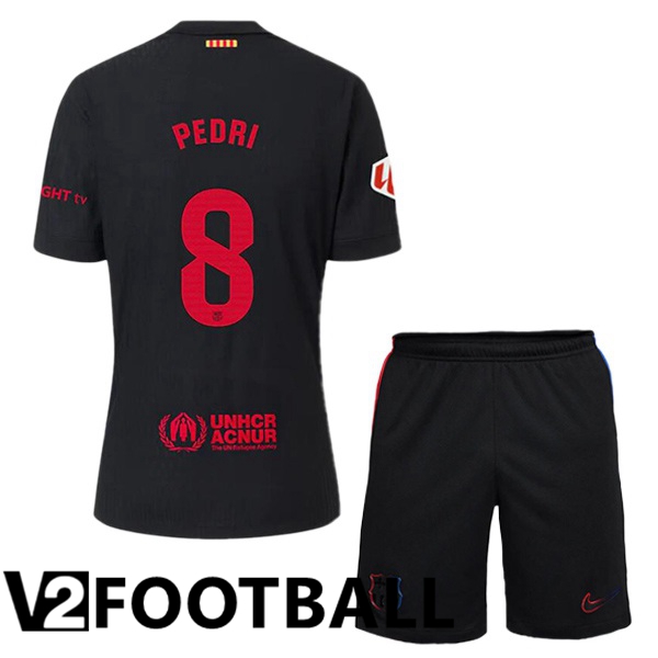 FC Barcelona (PEDRI 8) Kids Away Soccer Shirt Black 2024/2025