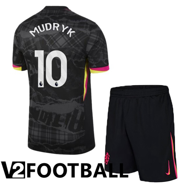 FC Chelsea (Mudryk 10) Kids Third Soccer Shirt Black 2024/2025