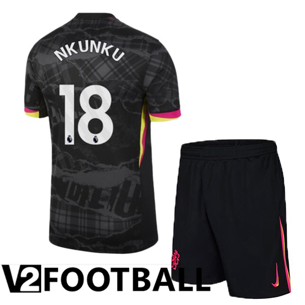 FC Chelsea (Nkunku 18) Kids Third Soccer Shirt Black 2024/2025