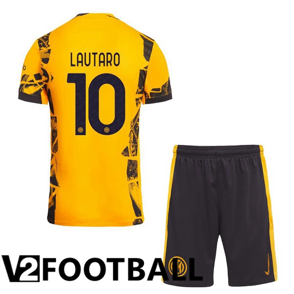 Inter Milan (LAUTARO 10) Kids Third Soccer Shirt Yellow 2024/2025