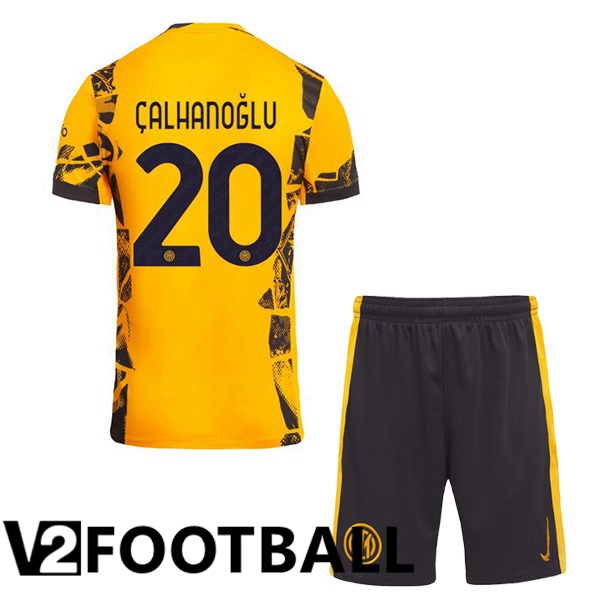 Inter Milan (ÇALHANOĞLU 20) Kids Third Soccer Shirt Yellow 2024/2025