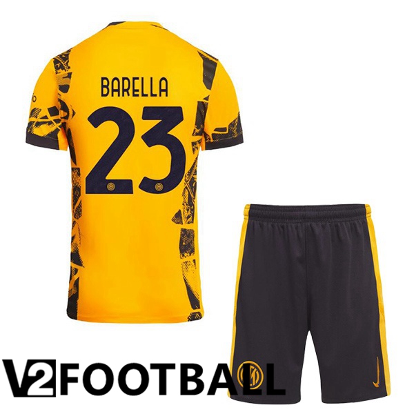 Inter Milan (BARELLA 23) Kids Third Soccer Shirt Yellow 2024/2025