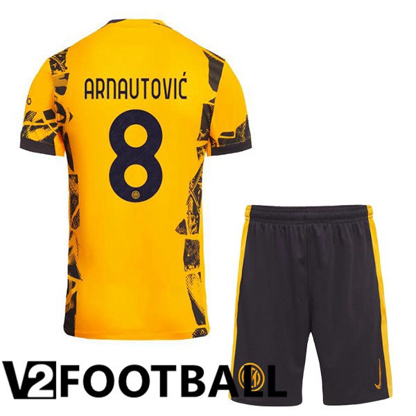 Inter Milan (ARNAUTOVIĆ 8) Kids Third Soccer Shirt Yellow 2024/2025