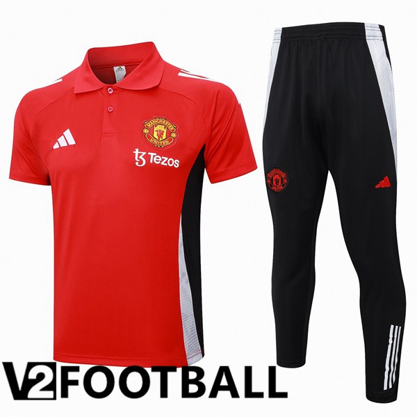 Manchester United Soccer Polo + Training Pants Red 2024/2025