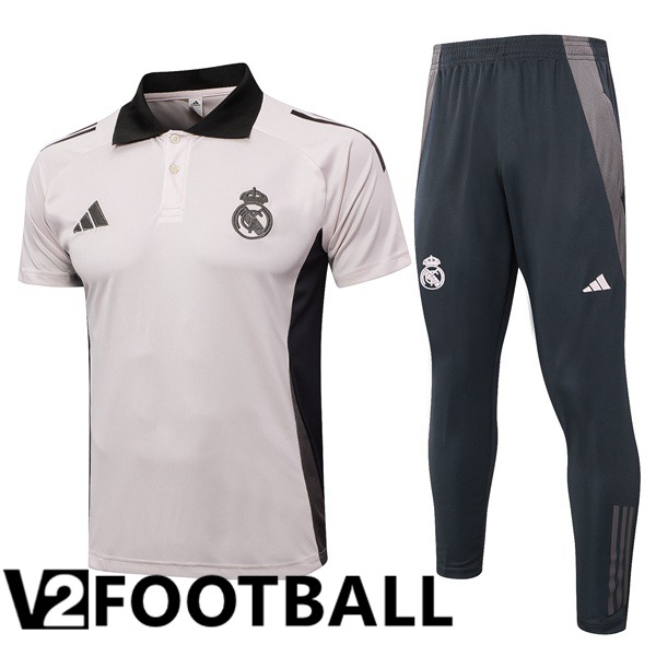 Real Madrid Soccer Polo + Training Pants Grey 2024/2025