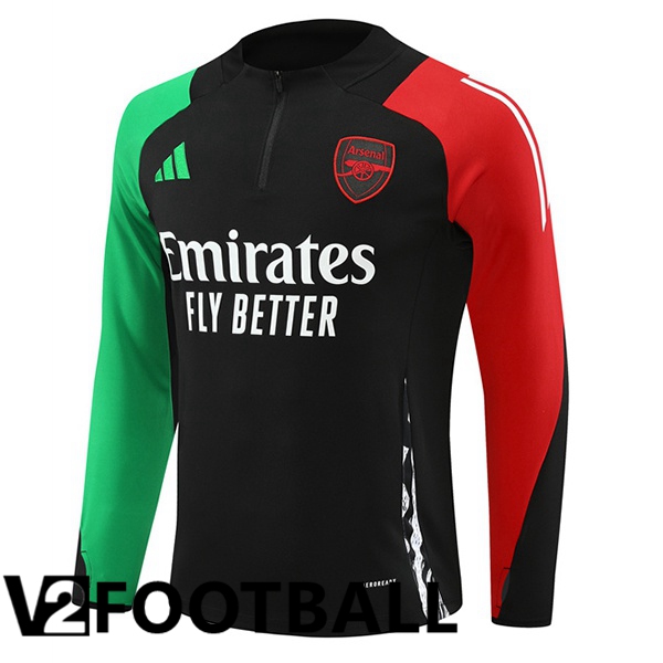 Arsenal Black Training Sweatshirt Green Red 2024/2025