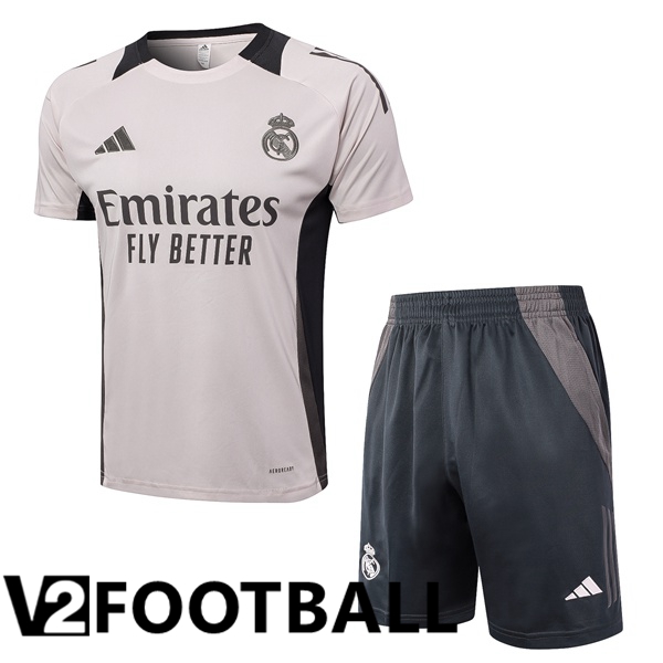 Real Madrid kit Training T Shirt + Shorts Grey 2024/2025