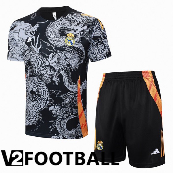 Real Madrid kit Training T Shirt + Shorts Black 2024/2025