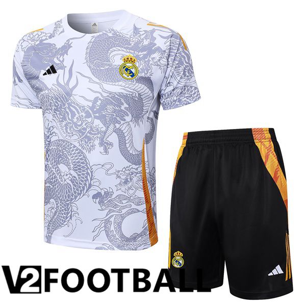 Real Madrid kit Training T Shirt + Shorts White 2024/2025