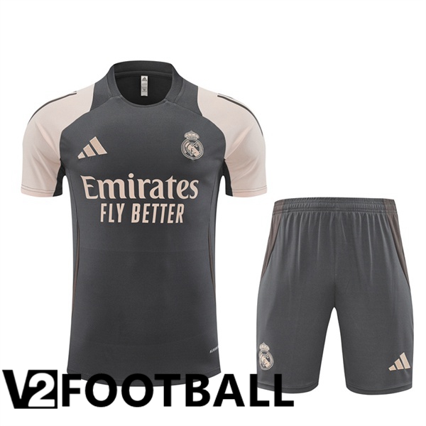 Real Madrid kit Training T Shirt + Shorts Grey 2024/2025