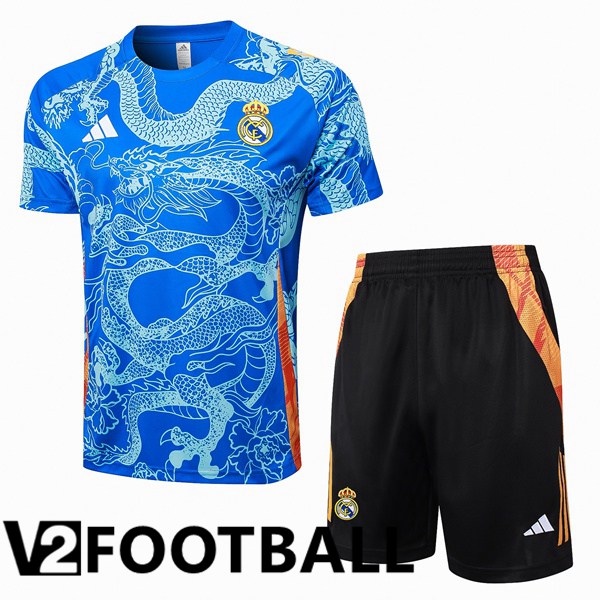 Real Madrid kit Training T Shirt + Shorts Blue 2024/2025