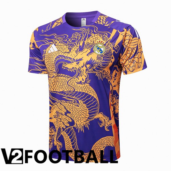 Real Madrid Training T Shirt Purple Yellow 2024/2025