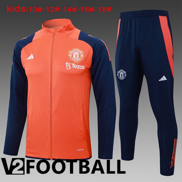 Manchester United Kids kit Training Jacket Suit Orange 2024/2025