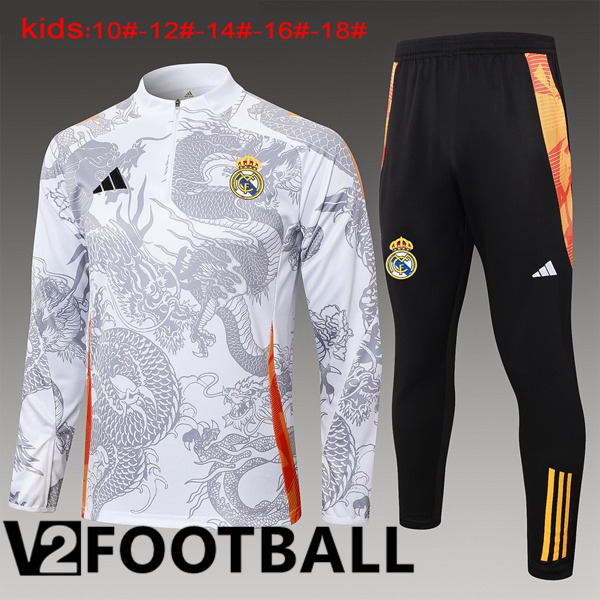 Real Madrid Kids kit Training Tracksuit White 2024/2025