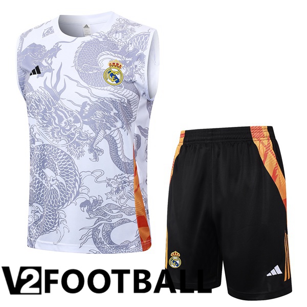 Real Madrid Gilet Soccer + Shorts White 2024/2025