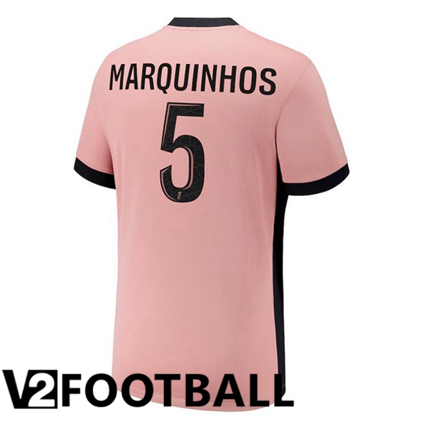 Paris PSG (Marquinhos 5) Third Soccer Shirt Pink 2024/2025