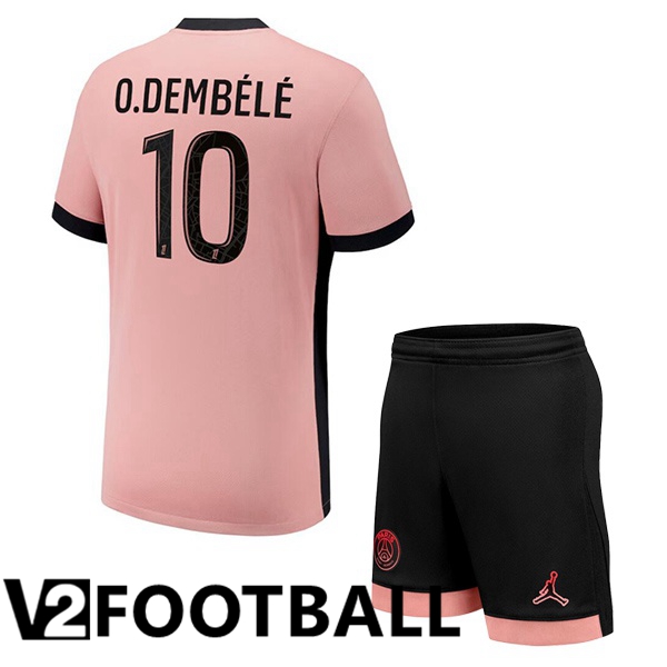 Paris PSG (O.Dembélé 10) Kids Third Soccer Shirt Pink 2024/2025