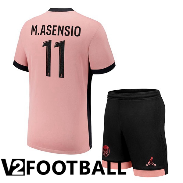 Paris PSG (M.Asensio 11) Kids Third Soccer Shirt Pink 2024/2025