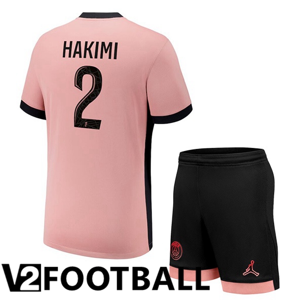 Paris PSG (Hakimi 2) Kids Third Soccer Shirt Pink 2024/2025