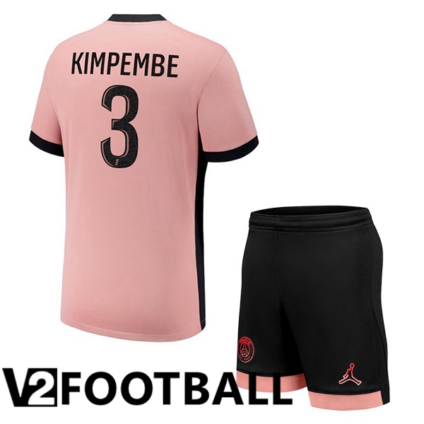 Paris PSG (Kimpembe 3) Kids Third Soccer Shirt Pink 2024/2025